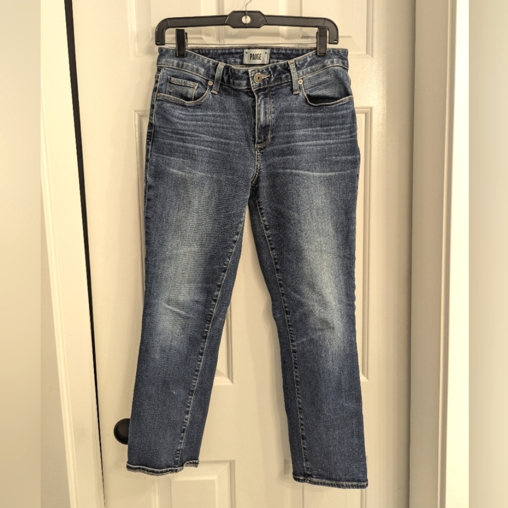 Paige Skinny Ankle Medium Jeans - Distressed - Medium Wash - Size 27